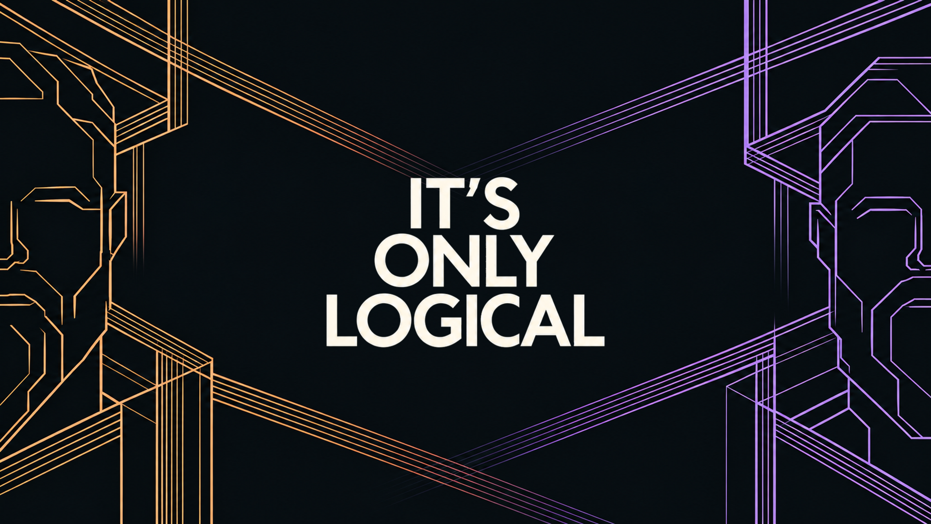 It's Only Logical artwork, with gold and purple geometric faces on a dark background